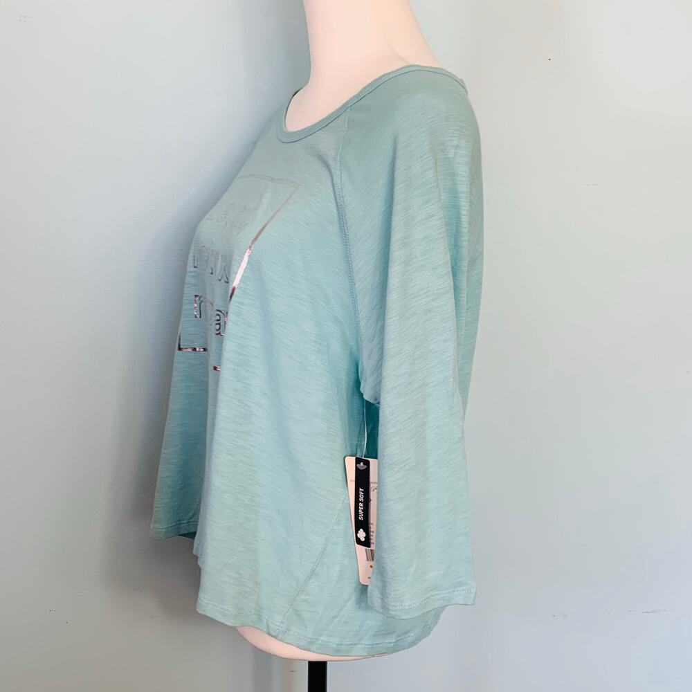 NWT Nanette Lepore Play "detox, retox, repeat" Top Light Blue Size Small - Picture 4 of 8